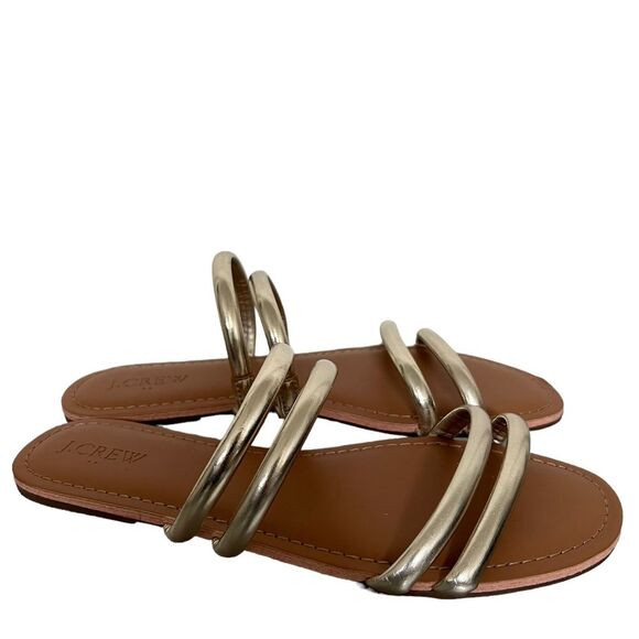 J. Crew Shoes - J. Crew NWOT Gold Metallic Flat Slide On Sandals Size 8